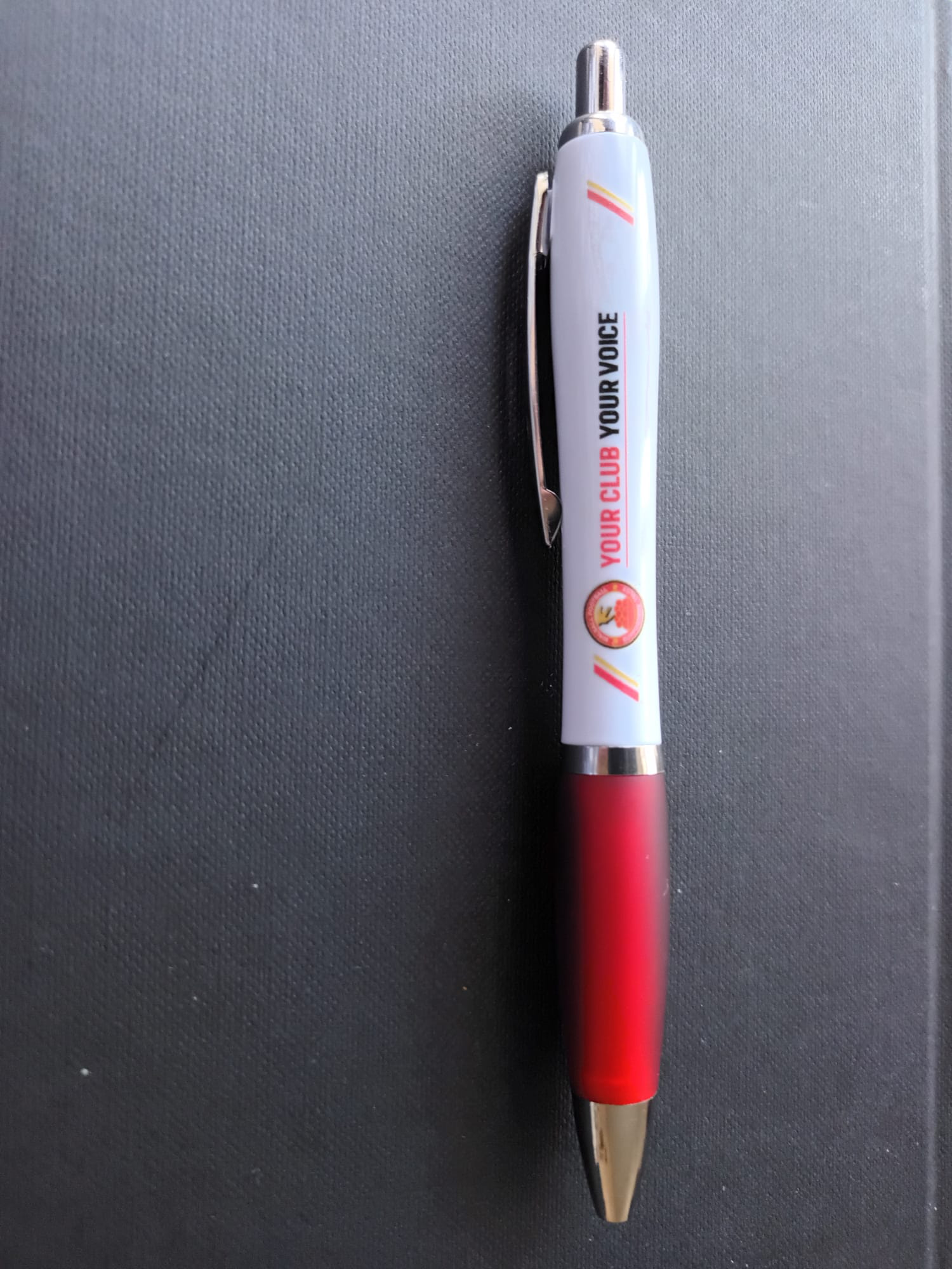 White and red Walsall Football Supporters’ Trust pen – Your Club Your Voice